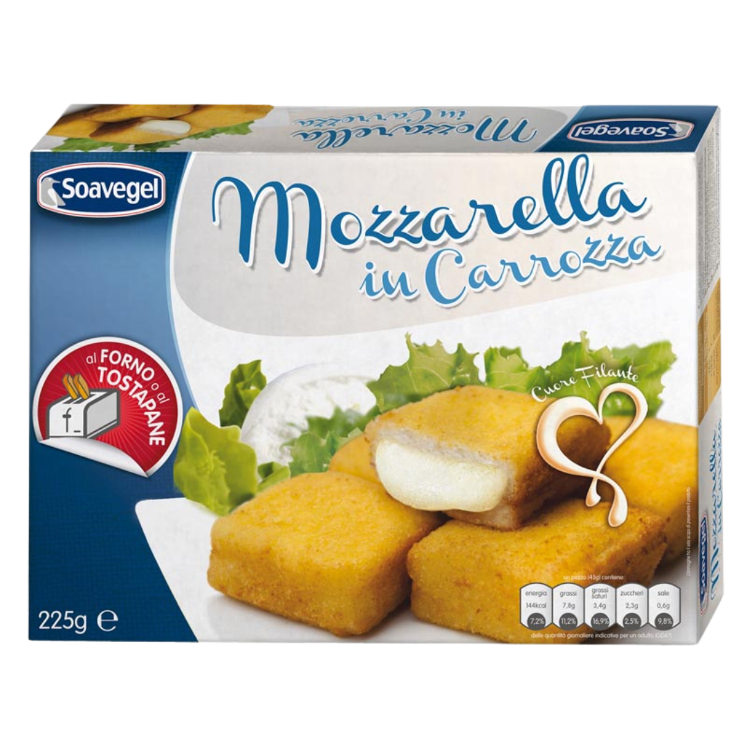 MOZZARELLA IN CARROZZA C/PROSC 20 G 1KG X4 BOX SOAVEGEL