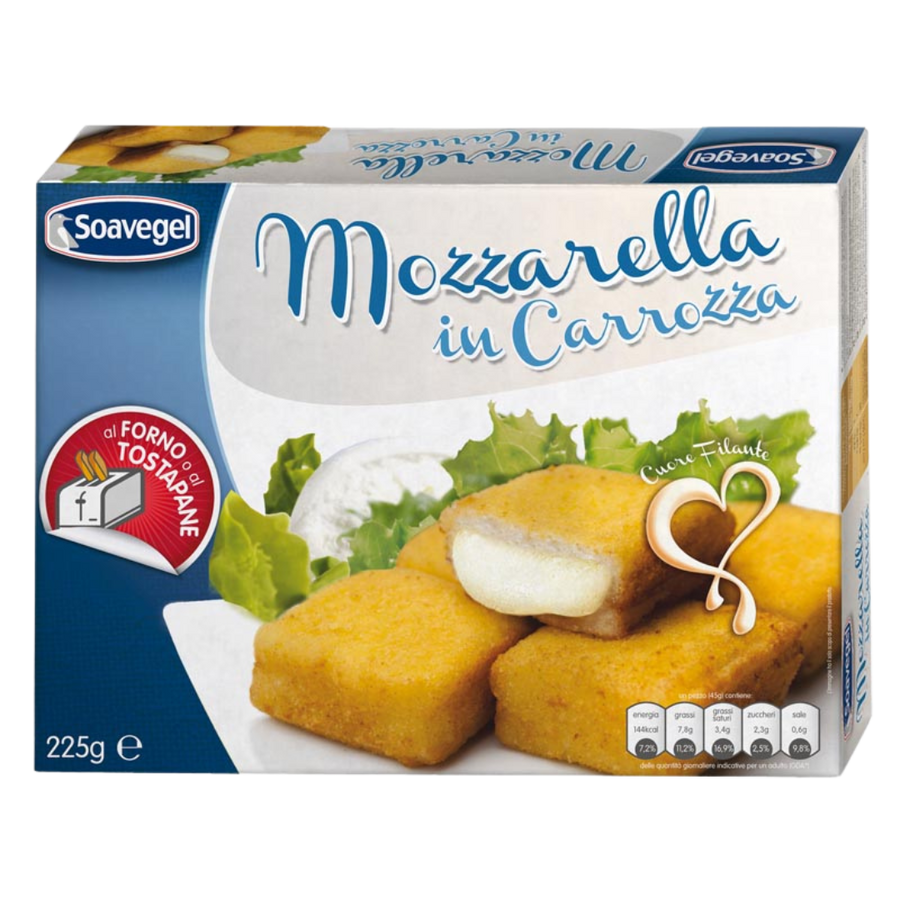 MOZZARELLA IN CARROZZA C/PROSC 20 G 1KG X4 BOX SOAVEGEL