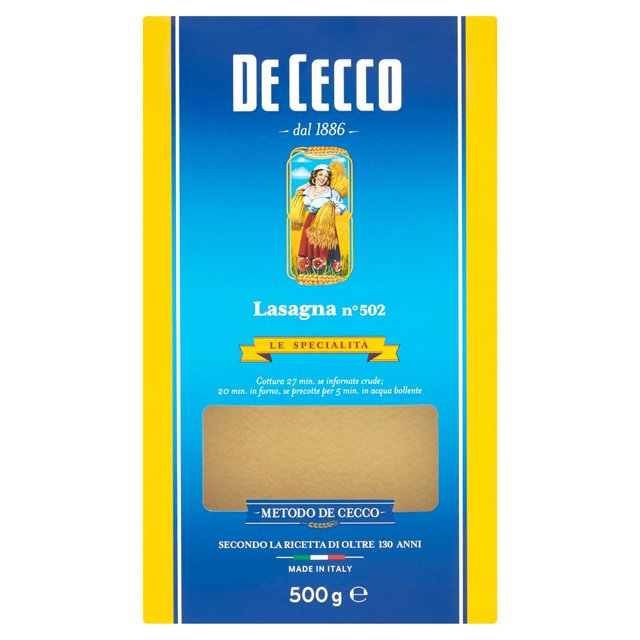 DE CECCO LASAGNA  ALL'UOVO PASTA 500 GR X 12 BOX